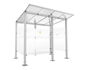 Raucherunterstand Modulo Farbe:RAL 7044|Struktur:Mit Frontverkleidung|Weitere Merkmale:Auf Bodenplatten|Abmessungen:2500 mm - Tiefe 2000 mm