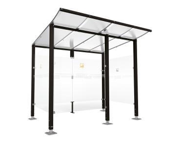 Raucherunterstand Modulo Farbe:RAL 9005|Struktur:Mit Frontverkleidung|Weitere Merkmale:Auf Bodenplatten|Abmessungen:2500 mm - Tiefe 2000 mm