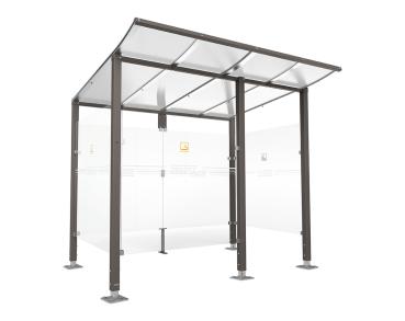 Raucherunterstand Modulo Farbe:Procity grau|Struktur:Mit Frontverkleidung|Weitere Merkmale:Auf Bodenplatten|Abmessungen:2500 mm - Tiefe 2000 mm