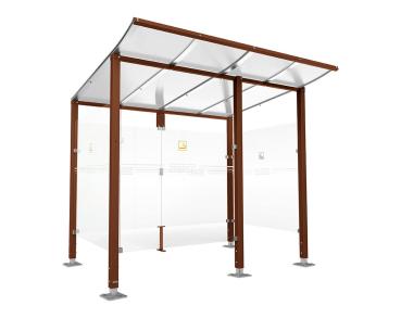 Raucherunterstand Modulo Farbe:Rost Korten Effekt|Struktur:Mit Frontverkleidung|Weitere Merkmale:Auf Bodenplatten|Abmessungen:2500 mm - Tiefe 2000 mm