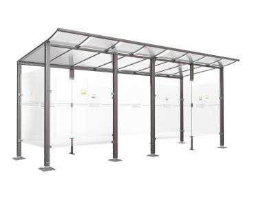Raucherunterstand Modulo Farbe:Procity grau|Struktur:Mit Frontverkleidung|Weitere Merkmale:Auf Bodenplatten|Abmessungen:5000 mm - Tiefe 2000 mm