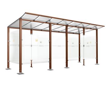 Raucherunterstand Modulo Farbe:Rost Korten Effekt|Struktur:Mit Frontverkleidung|Weitere Merkmale:Auf Bodenplatten|Abmessungen:5000 mm - Tiefe 2000 mm