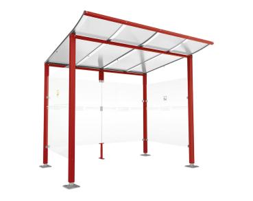 Raucherunterstand Modulo Farbe:RAL 3004|Struktur:Ohne Frontverkleidung|Weitere Merkmale:Auf Bodenplatten|Abmessungen:2500 mm - Tiefe 2000 mm