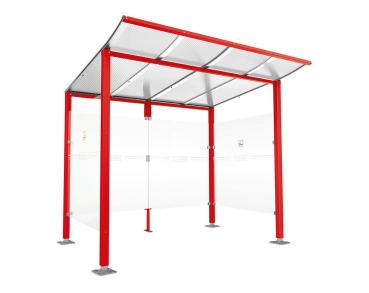 Raucherunterstand Modulo Farbe:RAL 3020|Struktur:Ohne Frontverkleidung|Weitere Merkmale:Auf Bodenplatten|Abmessungen:2500 mm - Tiefe 2000 mm