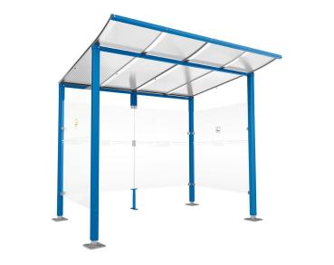Raucherunterstand Modulo Farbe:RAL 5010|Struktur:Ohne Frontverkleidung|Weitere Merkmale:Auf Bodenplatten|Abmessungen:2500 mm - Tiefe 2000 mm