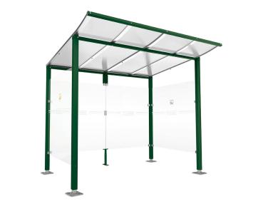 Raucherunterstand Modulo Farbe:RAL 6005|Struktur:Ohne Frontverkleidung|Weitere Merkmale:Auf Bodenplatten|Abmessungen:2500 mm - Tiefe 2000 mm