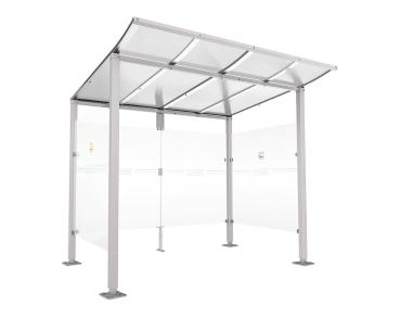 Raucherunterstand Modulo Farbe:RAL 7044|Struktur:Ohne Frontverkleidung|Weitere Merkmale:Auf Bodenplatten|Abmessungen:2500 mm - Tiefe 2000 mm