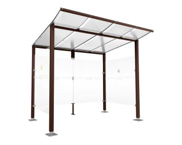 Raucherunterstand Modulo Farbe:RAL 8017|Struktur:Ohne Frontverkleidung|Weitere Merkmale:Auf Bodenplatten|Abmessungen:2500 mm - Tiefe 2000 mm