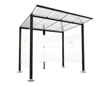 Raucherunterstand Modulo Farbe:RAL 9005|Struktur:Ohne Frontverkleidung|Weitere Merkmale:Auf Bodenplatten|Abmessungen:2500 mm - Tiefe 2000 mm