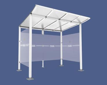Raucherunterstand Modulo Farbe:RAL 9010|Struktur:Ohne Frontverkleidung|Weitere Merkmale:Auf Bodenplatten|Abmessungen:2500 mm - Tiefe 2000 mm