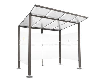 Raucherunterstand Modulo Farbe:Procity grau|Struktur:Ohne Frontverkleidung|Weitere Merkmale:Auf Bodenplatten|Abmessungen:2500 mm - Tiefe 2000 mm