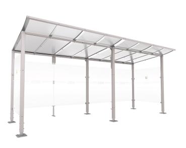 Raucherunterstand Modulo Farbe:RAL 7044|Struktur:Ohne Frontverkleidung|Weitere Merkmale:Auf Bodenplatten|Abmessungen:5000 mm - Tiefe 2000 mm