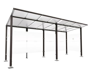 Raucherunterstand Modulo Farbe:RAL 9005|Struktur:Ohne Frontverkleidung|Weitere Merkmale:Auf Bodenplatten|Abmessungen:5000 mm - Tiefe 2000 mm