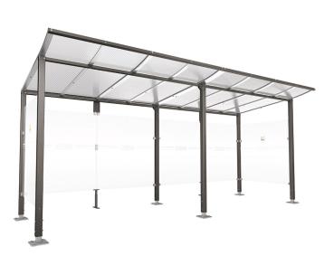 Raucherunterstand Modulo Farbe:Procity grau|Struktur:Ohne Frontverkleidung|Weitere Merkmale:Auf Bodenplatten|Abmessungen:5000 mm - Tiefe 2000 mm