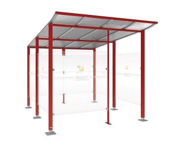 Raucherunterstand Modulo Farbe:RAL 3004|Struktur:Mit Frontverkleidung|Weitere Merkmale:Auf Bodenplatten|Abmessungen:2500 mm - Tiefe 3400 mm