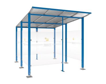 Raucherunterstand Modulo Farbe:RAL 5010|Struktur:Mit Frontverkleidung|Weitere Merkmale:Auf Bodenplatten|Abmessungen:2500 mm - Tiefe 3400 mm