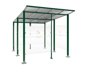 Raucherunterstand Modulo Farbe:RAL 6005|Struktur:Mit Frontverkleidung|Weitere Merkmale:Auf Bodenplatten|Abmessungen:2500 mm - Tiefe 3400 mm