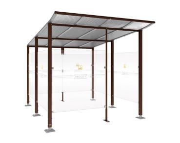 Raucherunterstand Modulo Farbe:RAL 8017|Struktur:Mit Frontverkleidung|Weitere Merkmale:Auf Bodenplatten|Abmessungen:2500 mm - Tiefe 3400 mm