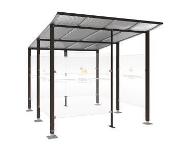 Raucherunterstand Modulo Farbe:RAL 9005|Struktur:Mit Frontverkleidung|Weitere Merkmale:Auf Bodenplatten|Abmessungen:2500 mm - Tiefe 3400 mm