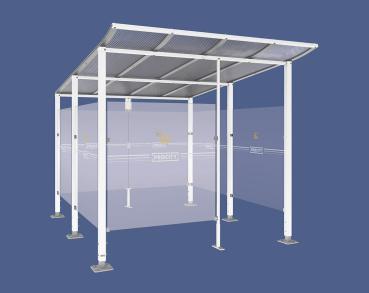 Raucherunterstand Modulo Farbe:RAL 9010|Struktur:Mit Frontverkleidung|Weitere Merkmale:Auf Bodenplatten|Abmessungen:2500 mm - Tiefe 3400 mm