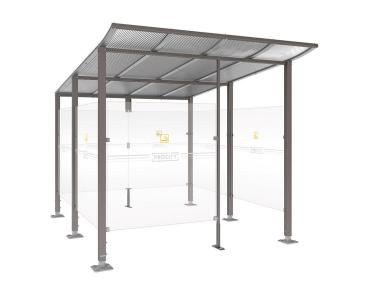 Raucherunterstand Modulo Farbe:Procity grau|Struktur:Mit Frontverkleidung|Weitere Merkmale:Auf Bodenplatten|Abmessungen:2500 mm - Tiefe 3400 mm