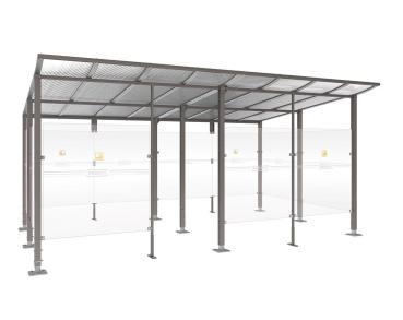 Raucherunterstand Modulo Farbe:Procity grau|Struktur:Mit Frontverkleidung|Weitere Merkmale:Auf Bodenplatten|Abmessungen:5000 mm - Tiefe 3400 mm