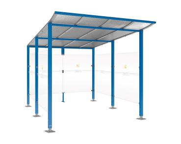 Raucherunterstand Modulo Farbe:RAL 5010|Struktur:Ohne Frontverkleidung|Weitere Merkmale:Auf Bodenplatten|Abmessungen:2500 mm - Tiefe 3400 mm