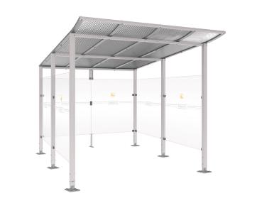 Raucherunterstand Modulo Farbe:RAL 7044|Struktur:Ohne Frontverkleidung|Weitere Merkmale:Auf Bodenplatten|Abmessungen:2500 mm - Tiefe 3400 mm