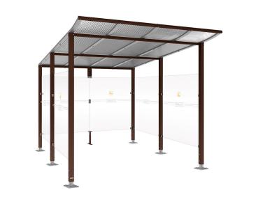 Raucherunterstand Modulo Farbe:RAL 8017|Struktur:Ohne Frontverkleidung|Weitere Merkmale:Auf Bodenplatten|Abmessungen:2500 mm - Tiefe 3400 mm