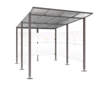 Raucherunterstand Modulo Farbe:Procity grau|Struktur:Ohne Frontverkleidung|Weitere Merkmale:Auf Bodenplatten|Abmessungen:2500 mm - Tiefe 3400 mm
