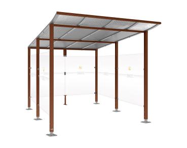 Raucherunterstand Modulo Farbe:Rost Korten Effekt|Struktur:Ohne Frontverkleidung|Weitere Merkmale:Auf Bodenplatten|Abmessungen:2500 mm - Tiefe 3400 mm