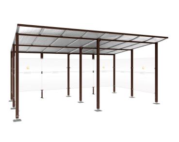 Raucherunterstand Modulo Farbe:RAL 8017|Struktur:Ohne Frontverkleidung|Weitere Merkmale:Auf Bodenplatten|Abmessungen:5000 mm - Tiefe 3400 mm