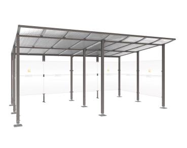 Raucherunterstand Modulo Farbe:Procity grau|Struktur:Ohne Frontverkleidung|Weitere Merkmale:Auf Bodenplatten|Abmessungen:5000 mm - Tiefe 3400 mm