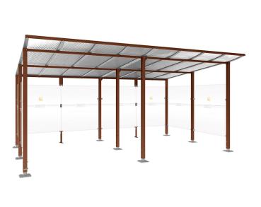Raucherunterstand Modulo Farbe:Rost Korten Effekt|Struktur:Ohne Frontverkleidung|Weitere Merkmale:Auf Bodenplatten|Abmessungen:5000 mm - Tiefe 3400 mm