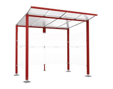 Wartehalle Modulo Farbe:RAL 3004|Länge:2 500 mm|Struktur:2 Seitenverkleidungen|Weitere Merkmale:Auf Bodenplatten