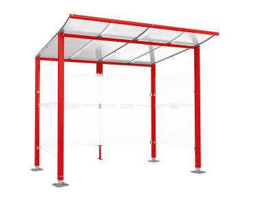 Wartehalle Modulo Farbe:RAL 3020|Länge:2 500 mm|Struktur:2 Seitenverkleidungen|Weitere Merkmale:Auf Bodenplatten