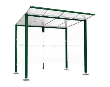 Wartehalle Modulo Farbe:RAL 6005|Länge:2 500 mm|Struktur:2 Seitenverkleidungen|Weitere Merkmale:Auf Bodenplatten