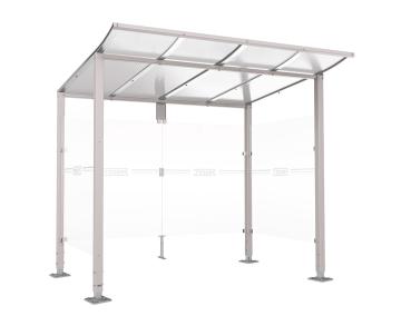 Wartehalle Modulo Farbe:RAL 7044|Länge:2 500 mm|Struktur:2 Seitenverkleidungen|Weitere Merkmale:Auf Bodenplatten