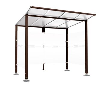 Wartehalle Modulo Farbe:RAL 8017|Länge:2 500 mm|Struktur:2 Seitenverkleidungen|Weitere Merkmale:Auf Bodenplatten