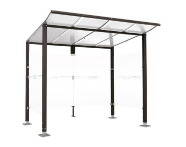 Wartehalle Modulo Farbe:RAL 9005|Länge:2 500 mm|Struktur:2 Seitenverkleidungen|Weitere Merkmale:Auf Bodenplatten