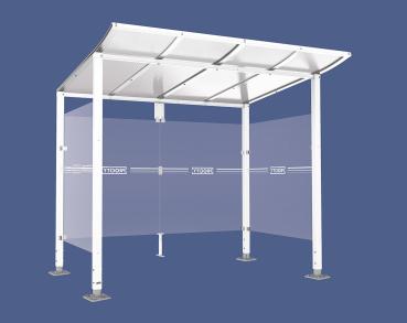 Wartehalle Modulo Farbe:RAL 9010|Länge:2 500 mm|Struktur:2 Seitenverkleidungen|Weitere Merkmale:Auf Bodenplatten