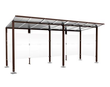 Wartehalle Modulo Farbe:RAL 8017|Länge:5 000 mm|Struktur:2 Seitenverkleidungen|Weitere Merkmale:Auf Bodenplatten