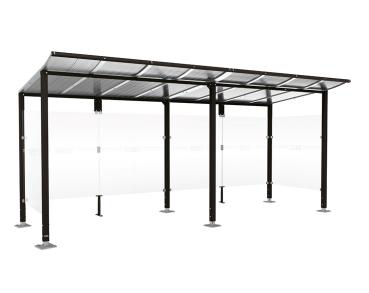 Wartehalle Modulo Farbe:RAL 9005|Länge:5 000 mm|Struktur:2 Seitenverkleidungen|Weitere Merkmale:Auf Bodenplatten