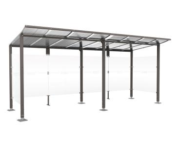 Wartehalle Modulo Farbe:Procity grau|Länge:5 000 mm|Struktur:2 Seitenverkleidungen|Weitere Merkmale:Auf Bodenplatten