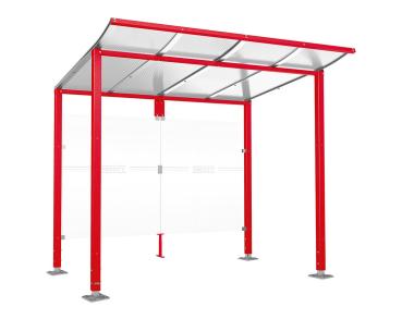 Wartehalle Modulo Farbe:RAL 3020|Länge:2 500 mm|Struktur:Ohne Seitenverkleidung|Weitere Merkmale:Auf Bodenplatten