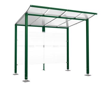 Wartehalle Modulo Farbe:RAL 6005|Länge:2 500 mm|Struktur:Ohne Seitenverkleidung|Weitere Merkmale:Auf Bodenplatten