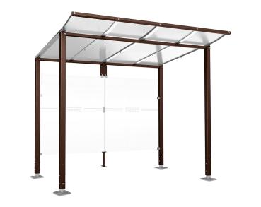 Wartehalle Modulo Farbe:RAL 8017|Länge:2 500 mm|Struktur:Ohne Seitenverkleidung|Weitere Merkmale:Auf Bodenplatten