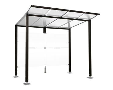 Wartehalle Modulo Farbe:RAL 9005|Länge:2 500 mm|Struktur:Ohne Seitenverkleidung|Weitere Merkmale:Auf Bodenplatten