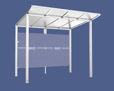 Wartehalle Modulo Farbe:RAL 9010|Länge:2 500 mm|Struktur:Ohne Seitenverkleidung|Weitere Merkmale:Auf Bodenplatten