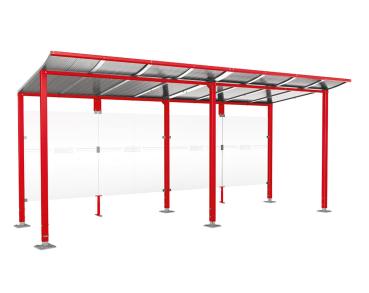 Wartehalle Modulo Farbe:RAL 3020|Länge:5 000 mm|Struktur:Ohne Seitenverkleidung|Weitere Merkmale:Auf Bodenplatten
